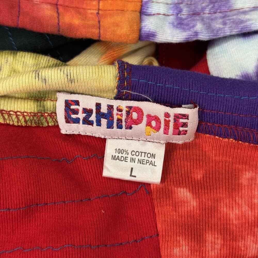 EzHiPPiE Jacket Womens Large Patchwork Boho Hippie Hooded Zip Multicolor Tie Dye - Picture 3 of 10